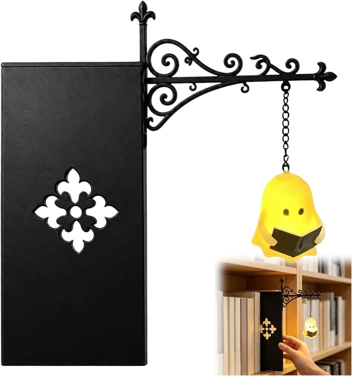 Halloween Retro Bookshelf Lighting Wall Mounted Reading Lamp Metal Gothic LED Night Light for Studious Home Room Ornament image 3