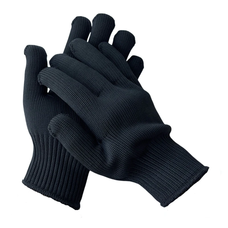 1 زوج أسود أسلاك الفولاذ قفازات شبكية معدنية مكافحة قفازات القطع ارتداء قفازات العمل المقاومة الأمن حماية الملحقات أداة