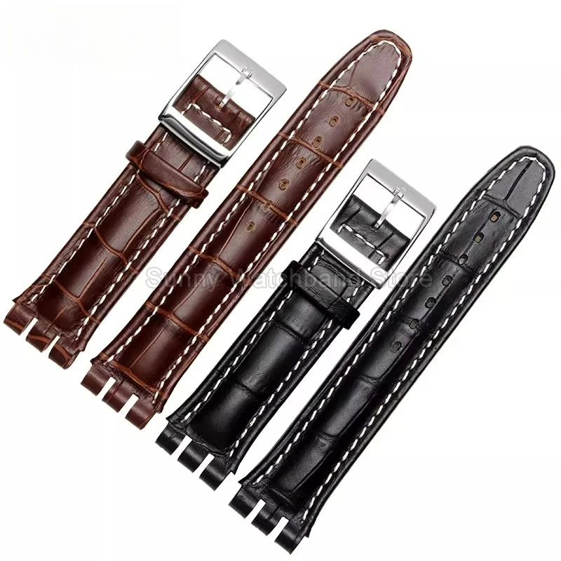 para-swatch-suob704-gb274-correa-de-reloj-de-cuero-genuino-grano-de-bambu-negro-marron-conector-de-tres-puntas-transpirable-agradable-para-la-piel