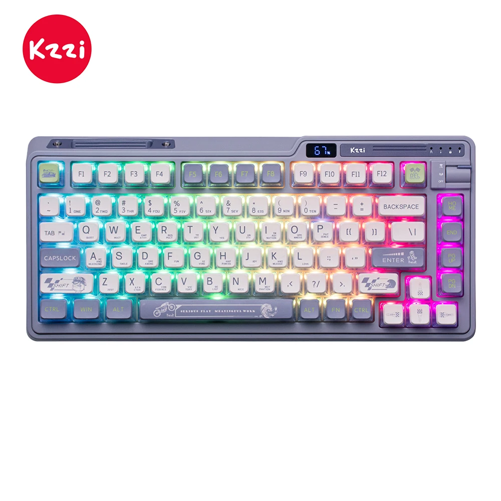 KZZI K75 Gasket Structure Tri-mode Mechanical Keyboard 82 Keys 75% RGB Backlit 2.4G Wireless Bluetooth Gamer Keyboard PBT Keycap