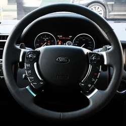 Custom Steering Wheel Braid Cover 100% Fit For Land Rover Range Rover 2003 2004 2005 2006 2007-2012 Auto Interior Accessories