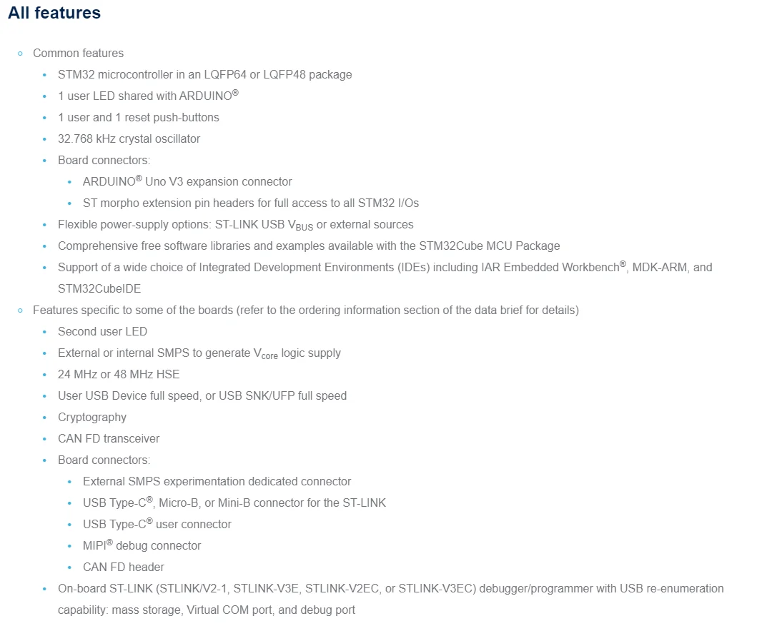 Papan pengembangan NUCLEO-C071RB dengan CU MCU, mendukung konektivitas Arduino dan ST morpho
