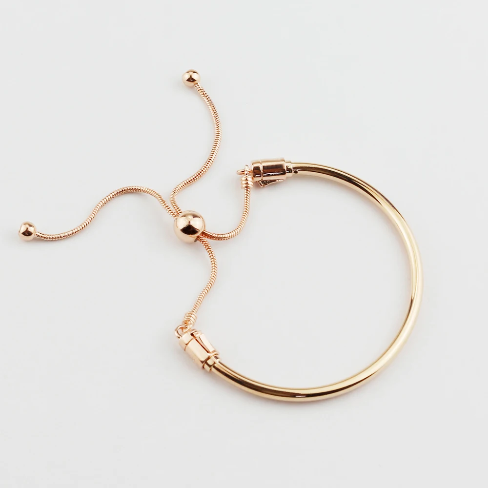 925 Silver Plated Bracelet Simple Adjustable Chain Fit for Original Charm DIY Fashion Jewelry for Women Gifts - Image 2