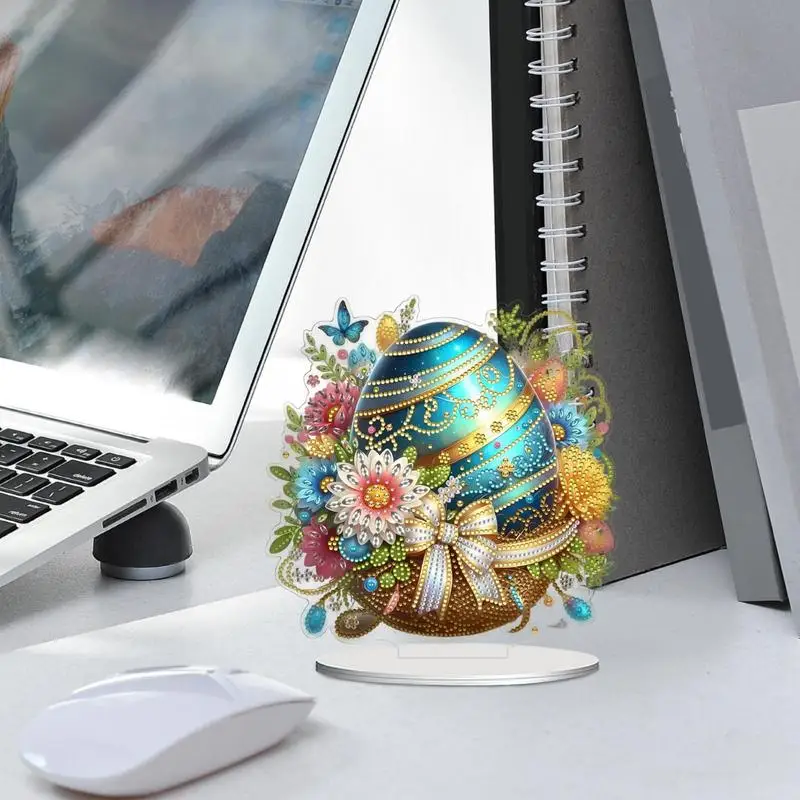 Rhinestone Art Crystal Painting Art Tabletop Decor Easter Crystal Painting Double Sided Stand Up Gem Painting Craft Desk