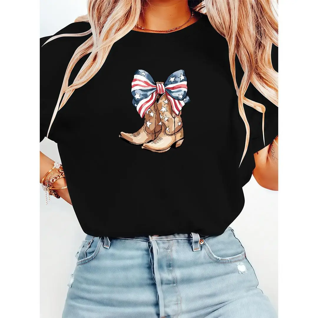

Cowboy Boots T-shirt, American Flag Graphic Tee, Patriotic Slogan Top, Country Style Gift, Casual Unisex Shirt for Men Women