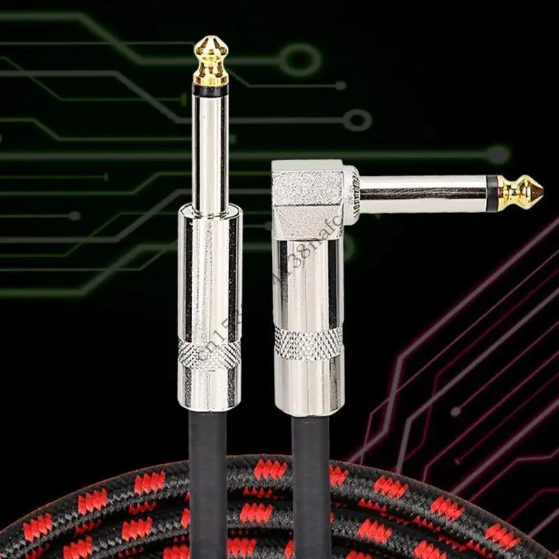 

594F Нейлоновый гитарный кабель 1/4 -дюймовый электрогитарный шнур Прямой угол электрогитара