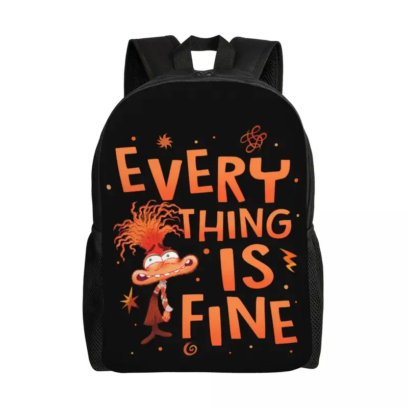 Dostosowany plecak Inside Out Anxiety This Is Fine Kobiety Mężczyźni Moda Bookbag do toreb szkolnych College