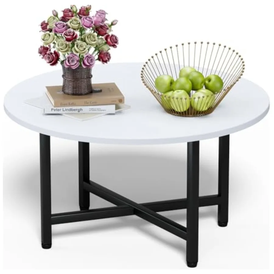

Coffee Table 23.6" Coffee Tables for Living Room Round Coffee Table with Metal Frame Floor Table for Sitting on The Floor Home
