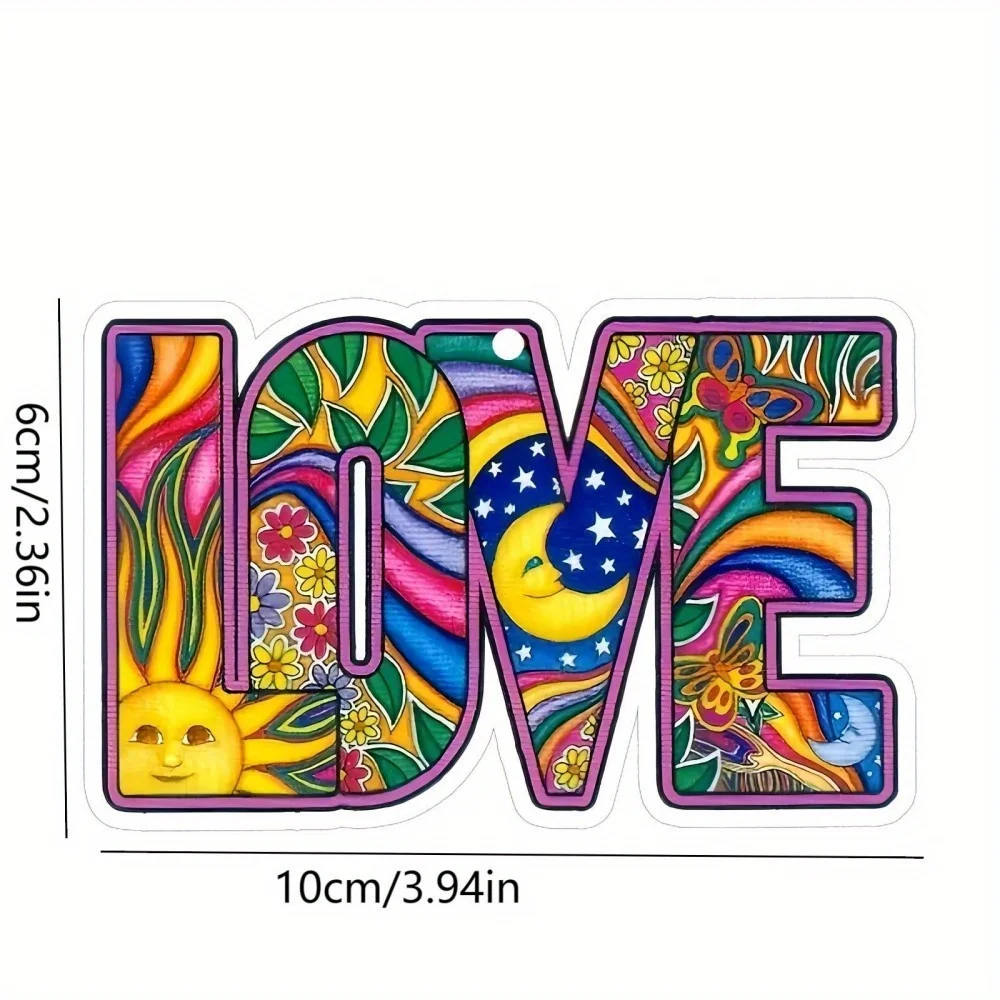 Psychedelic Hippie LOVE Car Scent Hanger - Artistic Floral Galaxy, Mirror Vent Hanging, Lasting Fragrance