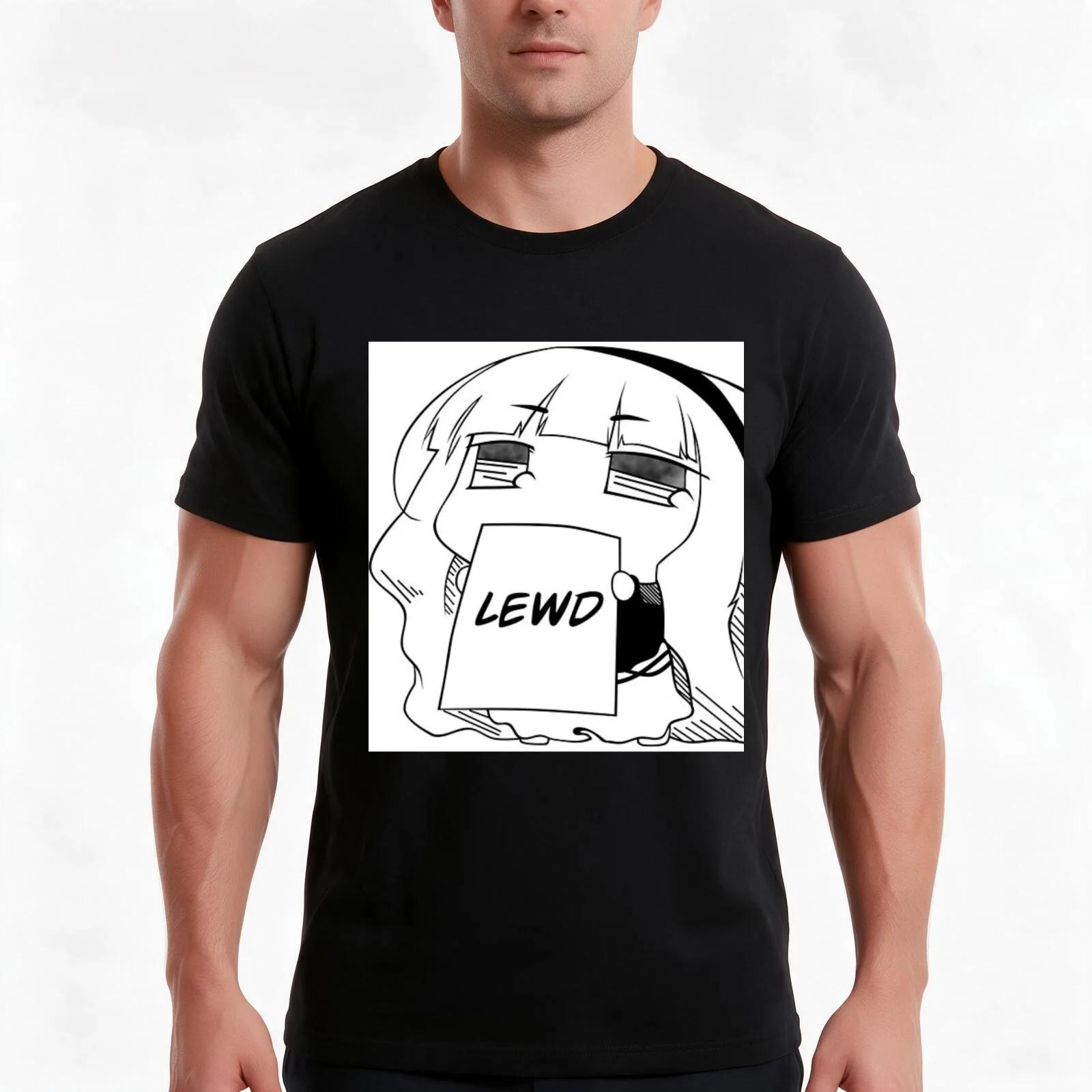 Lewd Anime girl T-Shirt, Summer Casual Cotton Tee, Oversized Streetwear Tops, Vintage Graphic Print, Loose Fit Short Sleeve