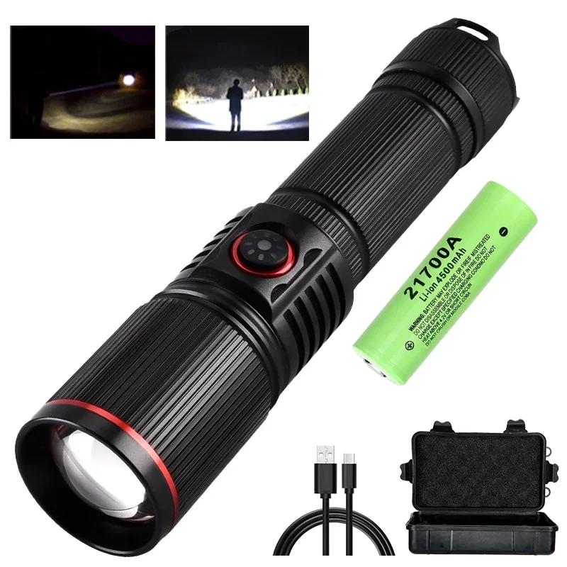 NEWBIRTH 30 W hohe helle LED-Taschenlampe, hohe Leistung, Typ C, wiederaufladbare Zoom-Taschenlampe, Camping, Outdoor, Jagd, Angeln, Wandern, Beleuchtungslampe 3
