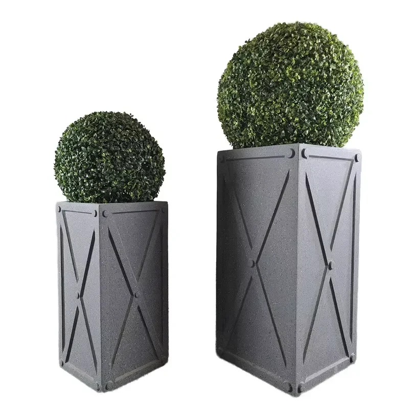 Large Stock Durable Fiber Clay Flower Planters Box Indoor and Outdoor Garden Decor for House and Office Floor Application