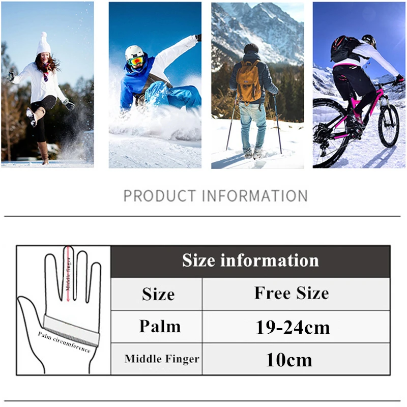 Men's Ski Gloves Windproof Waterproof Non-Slip Plus Velvet Warm Snowboarding Snowmobile Motorcycle Riding Mittens Winter Gloves