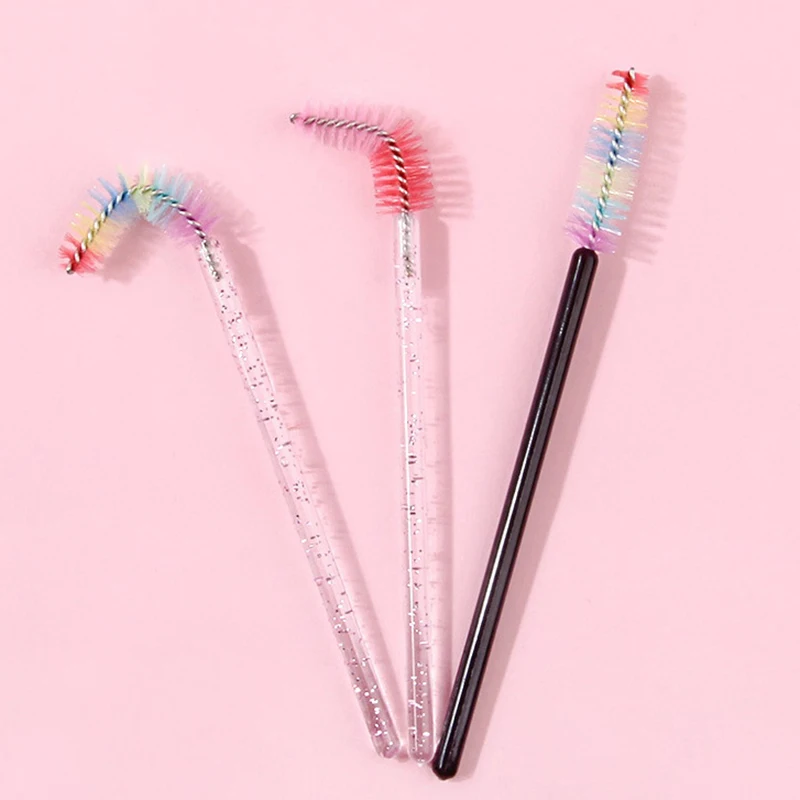 50 Stuks Gekleurde Wimper Borstel Lash Mascara Wand Wimper Kruller Valse Lash Extensie Tool Buigbare Wenkbrauw Borstel Kam