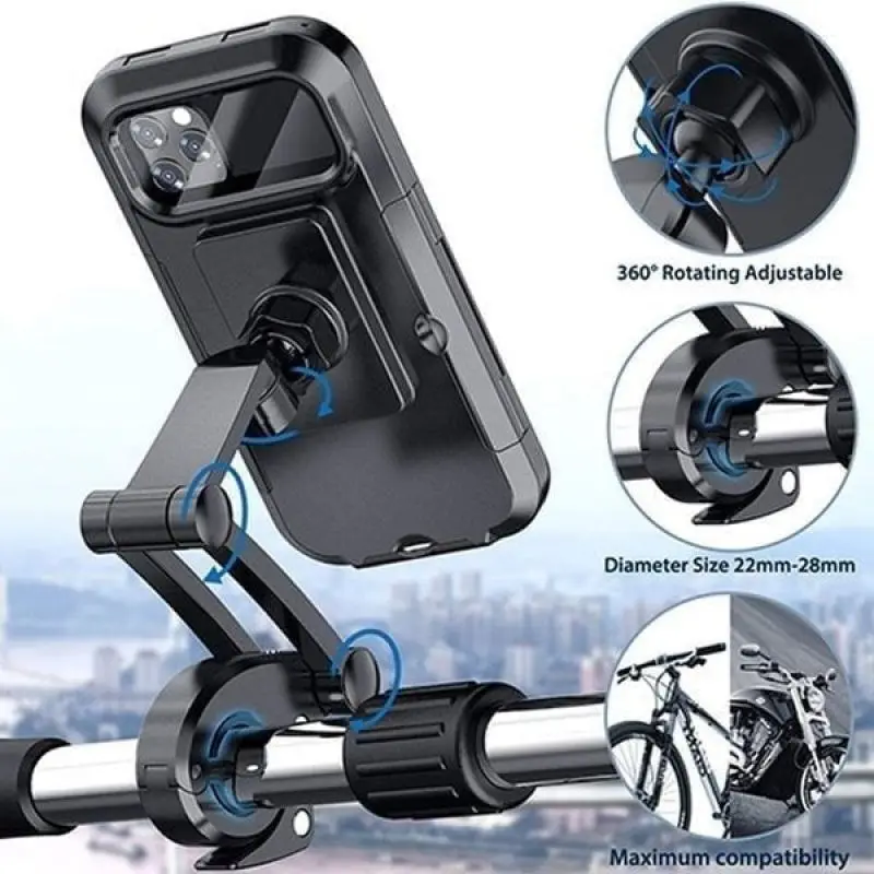 Waterproof Bicycle Mobile Phone Holder Support Universal Motorcycle GPS 360°Swivel Adjustable Bike Cellphone Holder