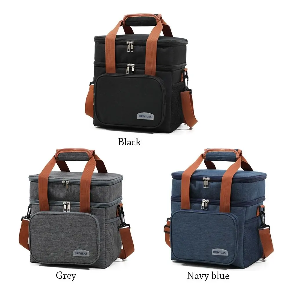 Double Layer Thermal Lunch Bag Large Capacity Picnic Box Meal Pouch Food Insulated Cooler Delivery Bags for Women Men Kids
