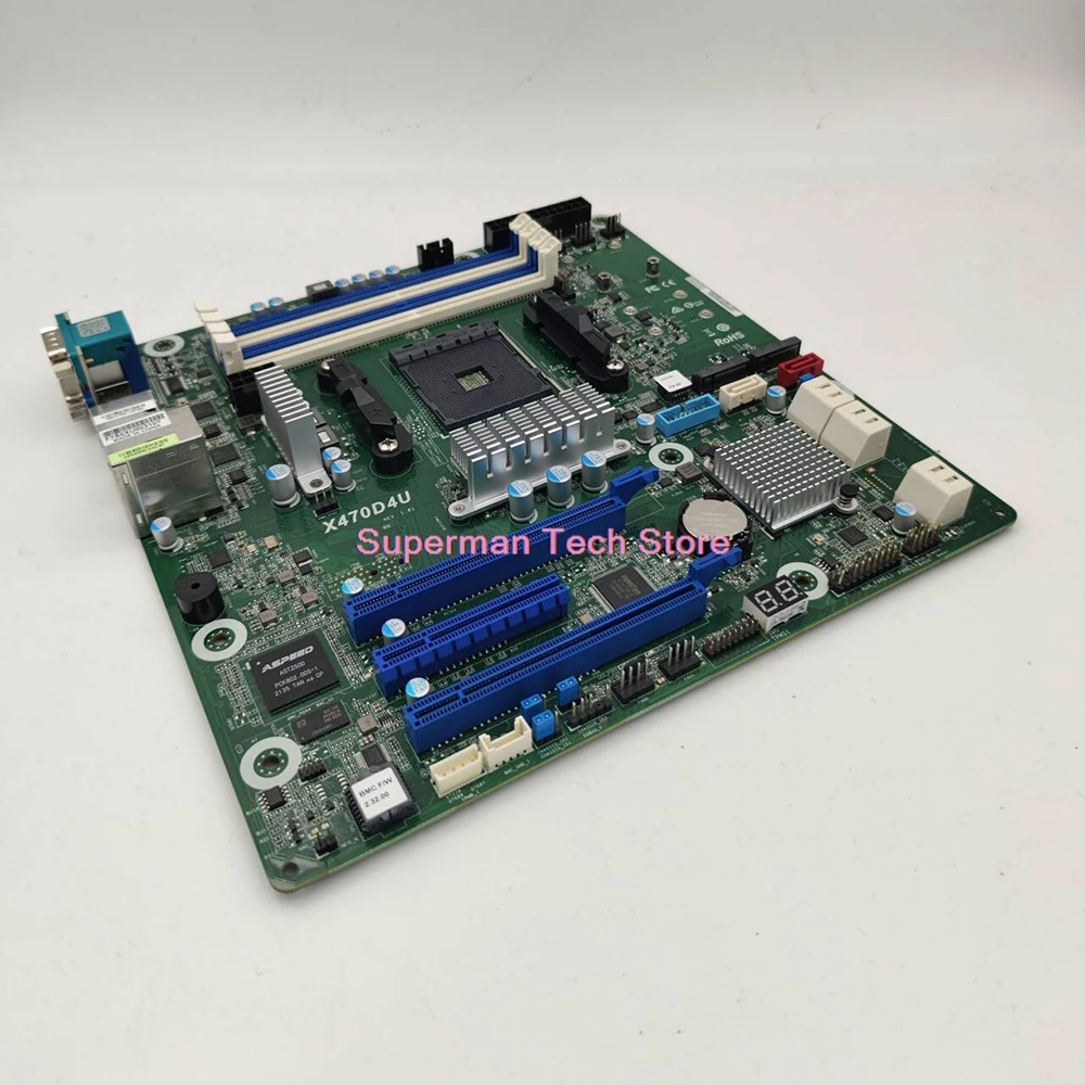 ASRock 서버용 마더보드, X470D4U, 3/4/5000 시리즈 CPU 지원, AM4 IPMI