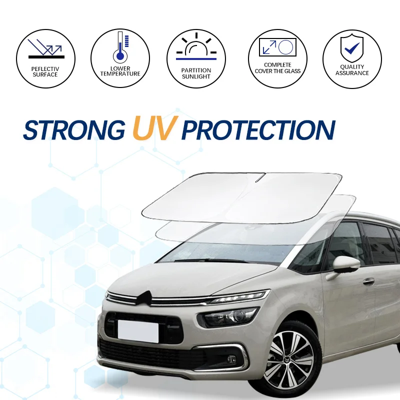 

Car Windshield Sun Shade Window Shade Foldable Sun Visor Protector Blocks UV Rays For Citroen Picasso MPV Car Summer Accessories