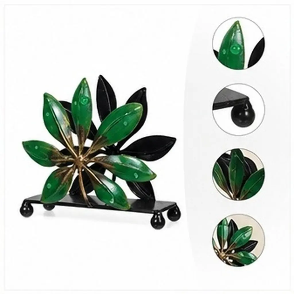 Freestanding Leaf-Shaped Napkin Holder Metal Rustic Tabletop Napkin Dispenser for Dining Table Centerpiece Wedding Party Decor view 6