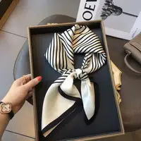 Women Korean version of simple stripes brocade forging 70cm small square scarf scarf headscarf 2