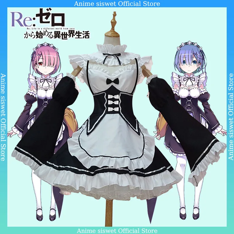 

Zero Kara Hajimeru Isekai Seikatsu Anime Novel Cosplay Plus Size Suit Rem Ram Cosplay Women Clothing Maid Clothing Cute Dress
