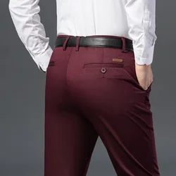 Pantalones de negocios para hombre, pantalón informal de algodón, ajustado, elástico, recto, para primavera y verano, a la moda, novedad