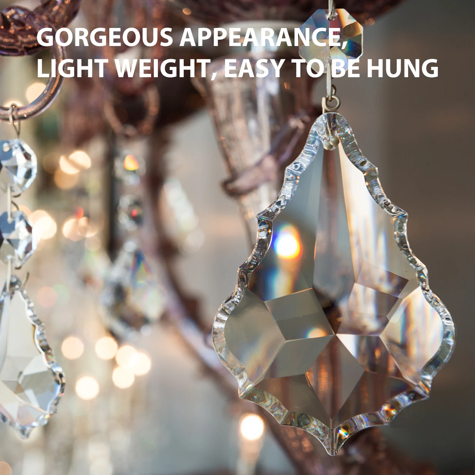 

10Pcs Crystal Hanging Decorations Premium Lightweight Prisms for Chandelier Lamp Pendant Light Fixture Home Garden Wedding Event