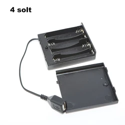 USB female cable Battery Box 6V 4 X AA For 5V LED Strip Lights Mini Power Supply Battery caes With Cover And Switch