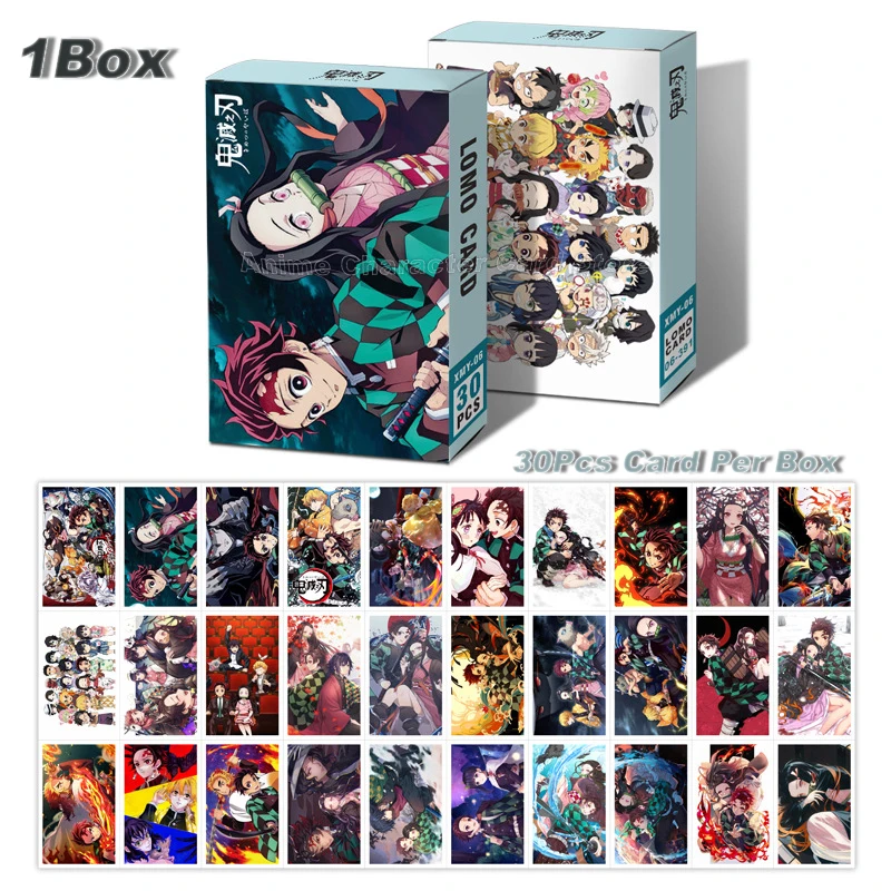 30PCS/Set LOMO Cards Anime Naruto One Piece Demon Slayer Post Card Photocards Hobby Game Collection Toys For Children Gifts