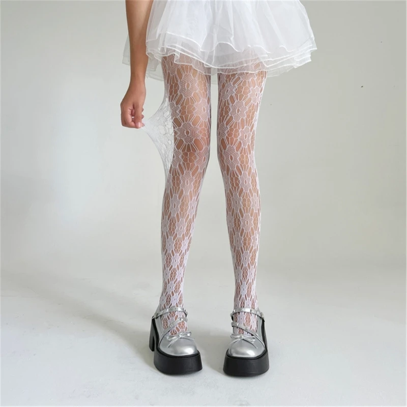 Phối Ren Hoa Họa Tiết Fishnet Quần Nữ Thẩm Mỹ Rỗng Sheer Lưới Quần Vớ Thả Vận Chuyển