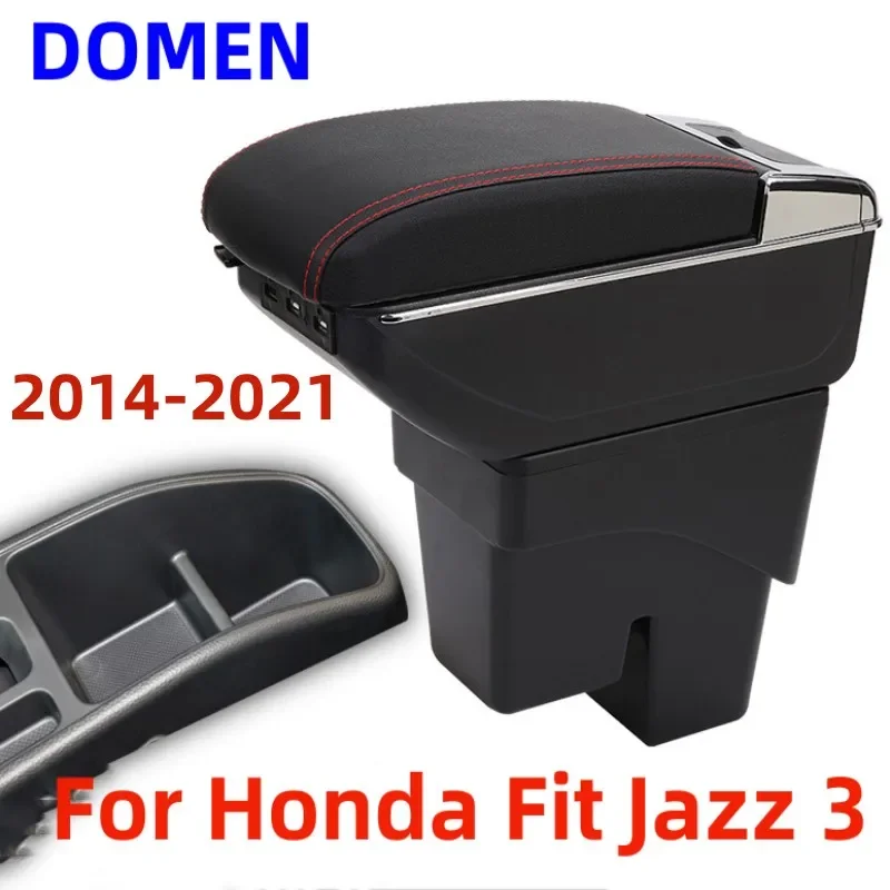 

For Honda Fit Jazz 3 Armrest box Original dedicated central armrest box modification accessories Dual Layer USB Charging