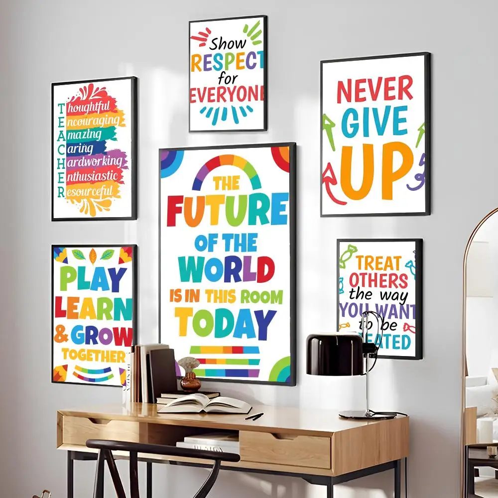 1pc Positive Kid Classroom Wall Picture Poster Paper Print Home Bedroom Entrance Bar Cafe Art Painting Decoration