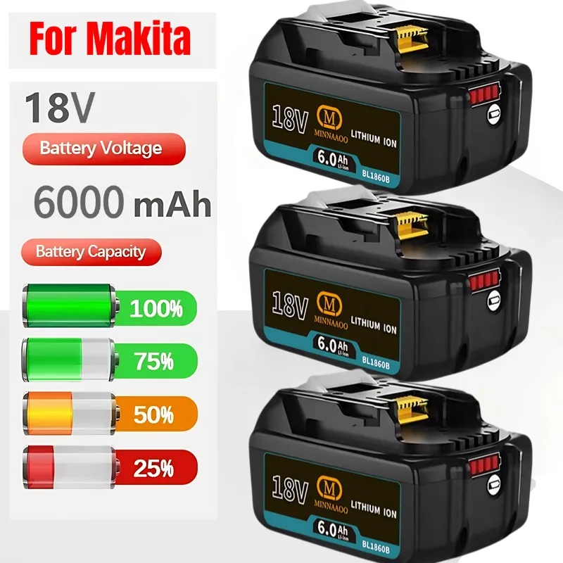 

100% новинка для Makita, аккумулятор 18 В, 6,0 Ач, литий-ионный аккумулятор для BL1830B BL1840B BL1850B Пакет