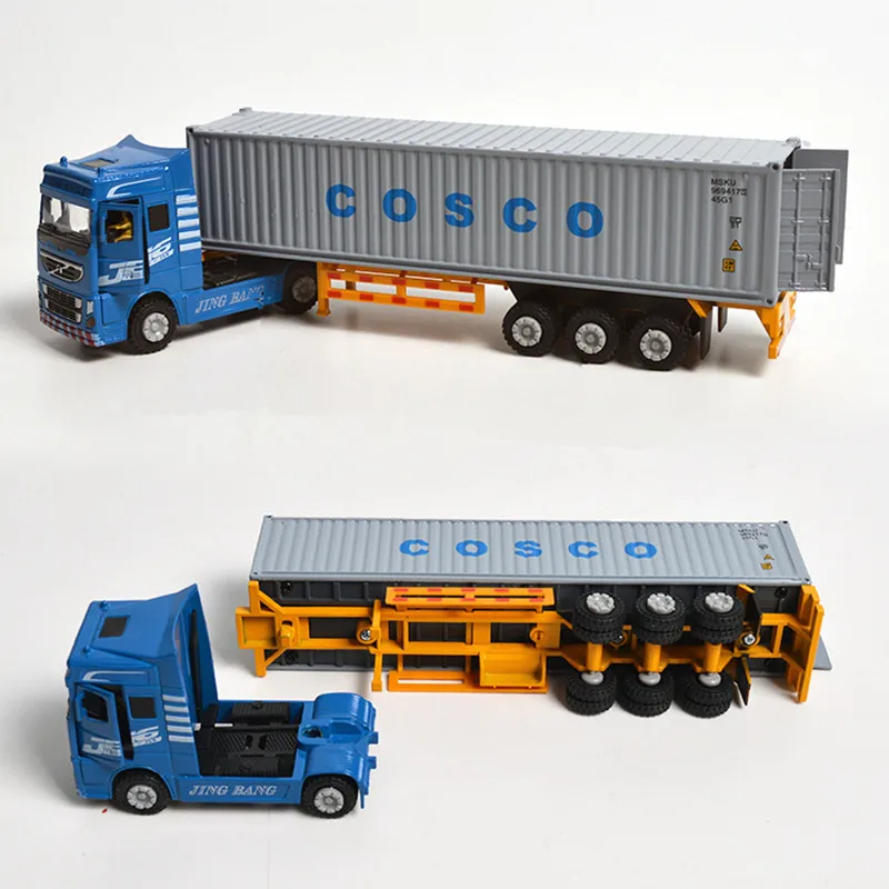 Hochwertiges 1: 60-Leichtmetall-Container-Transport-LKW-Modell, Simulations technik Autos pielzeug, Anhängers pielzeug, Großhandel