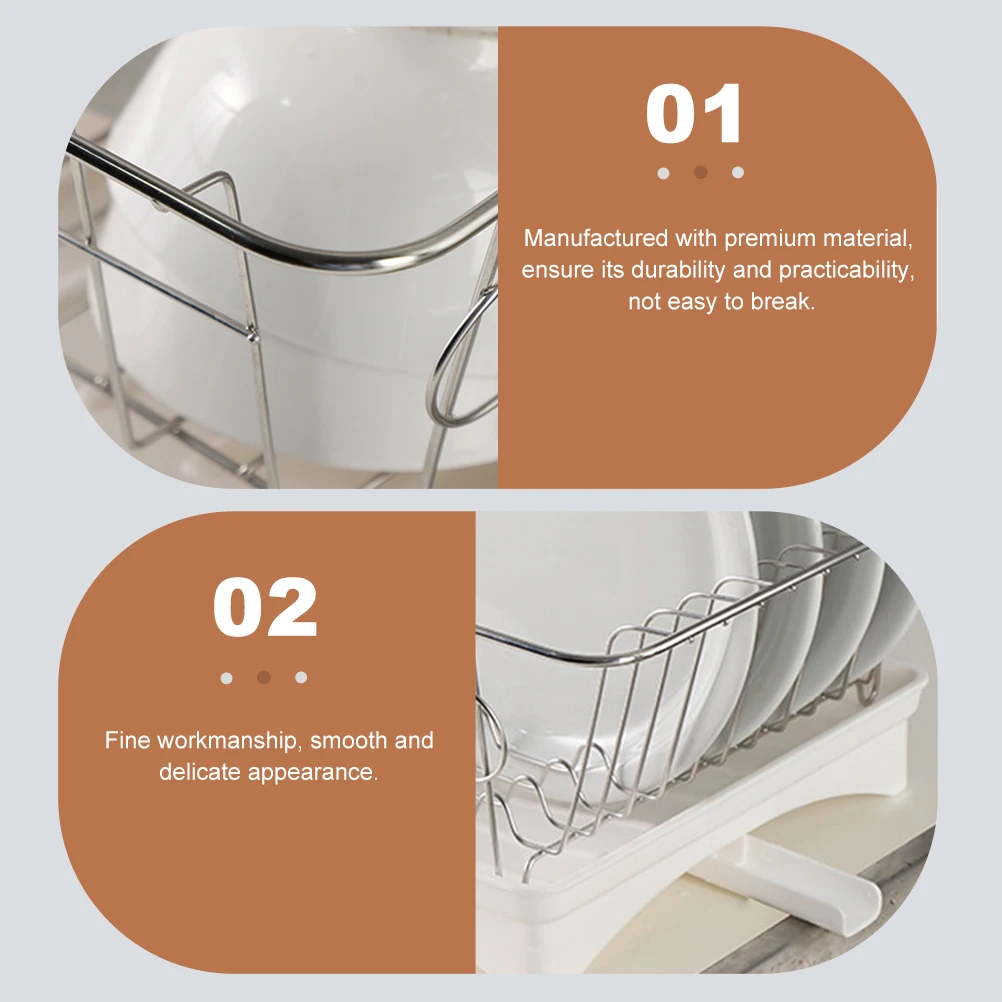 

Dish Strainer Rack Stainless Steel PP Material Kitchen Countertop Fruits Vegetables Knives Forks Tableware Food Drain Novel