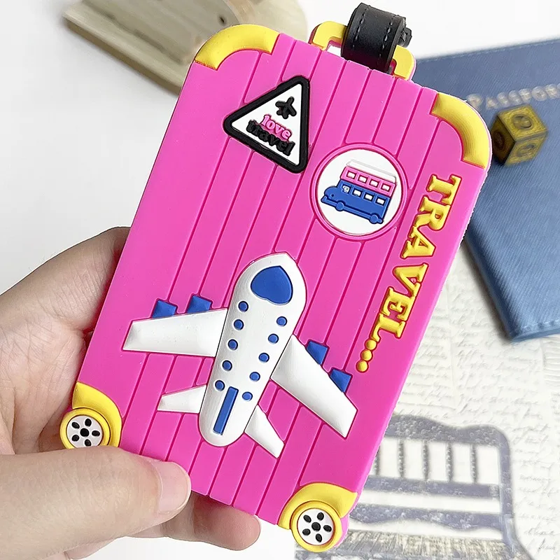 Carte d\'identité de voyage en silicone, valise, étiquettes à bagages, accessoires de voyage, découverte rapide, informations sur les bagages, 1 pièce