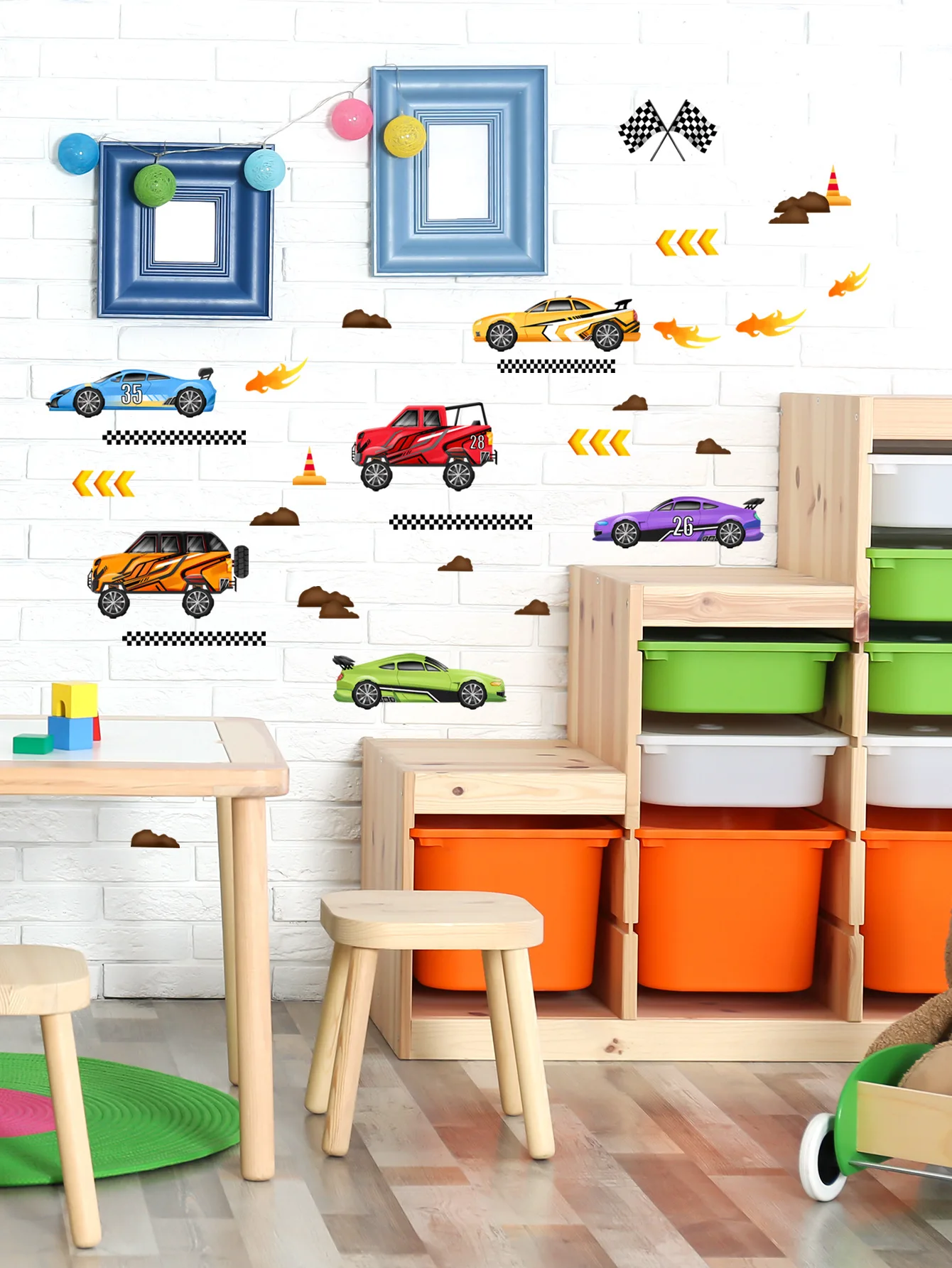 

30*90cm Color Car Cartoon Wall Sticker Background Wall Children's Room Living Room Study Decoration Mural Wall Sticker Ms313