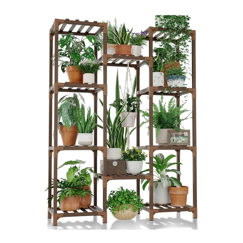 Plant Stand Indoor Outdoor Tall Plant Shelf for Multiple Plants Pots Wood Flower Stand Large Flower Holder for Living Room