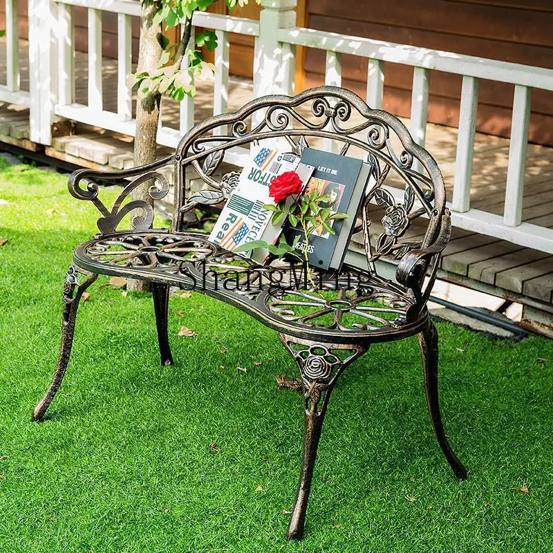 FG حديقة خارجية كرسي من الحديد المطاوع فيلا فناء شرفة خارجية كرسي مزدوج