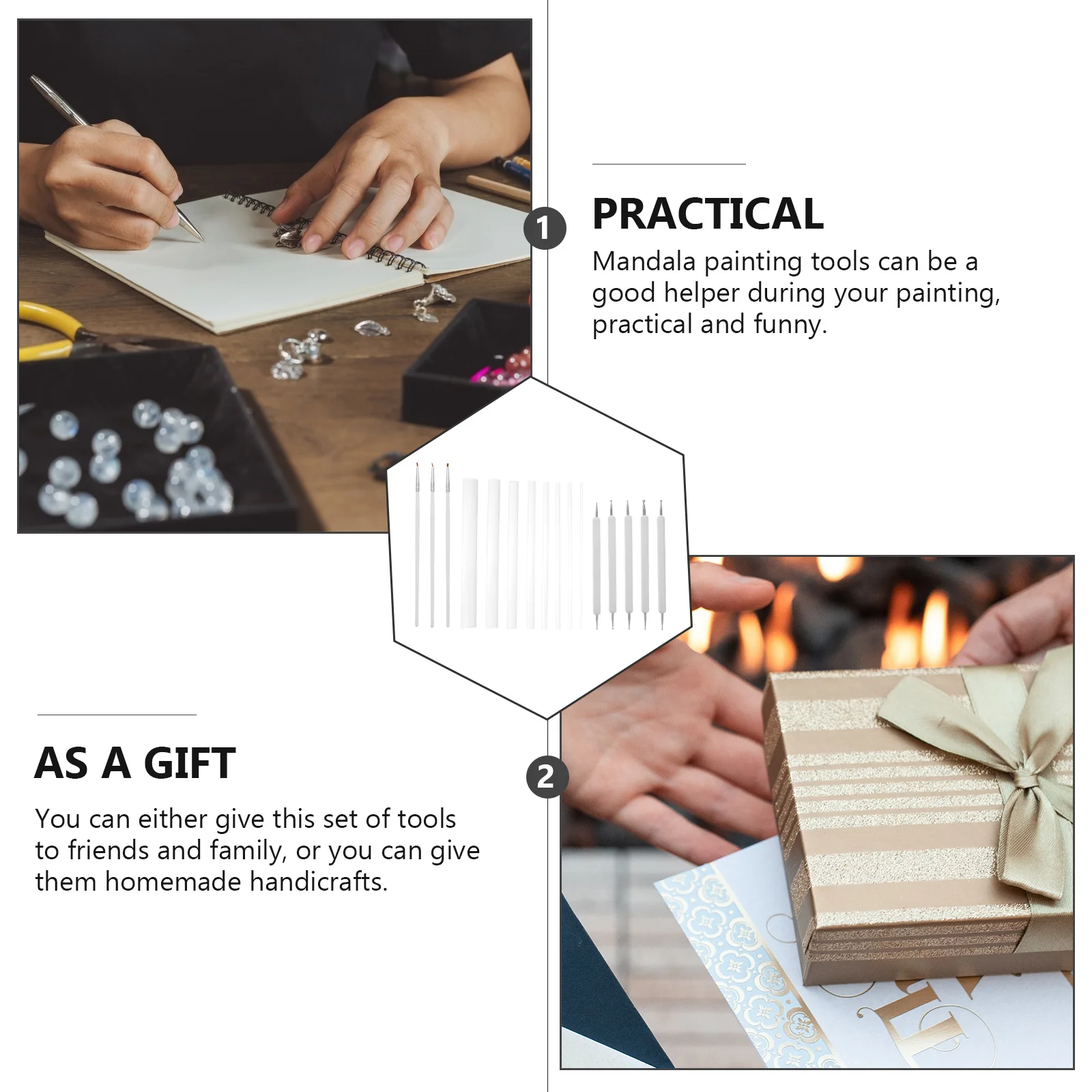 

1 Set Of Mandala Dotting Tools Transparent Acrylic Rods Painting Pen For Diy Stone Art Craft Supplies Nylon Hair