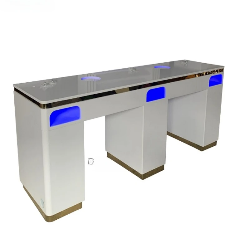 European Hot Sale High Gloss Beauty Salon Spa Nail Workstation Nail Art Desk with Fan