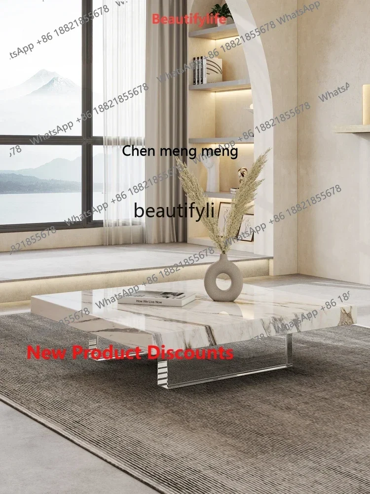 New arrive  Acrylic Light Luxury Natural Marble Reception Tea Table Living Room Home Italian Simple Designer High-End Side Table