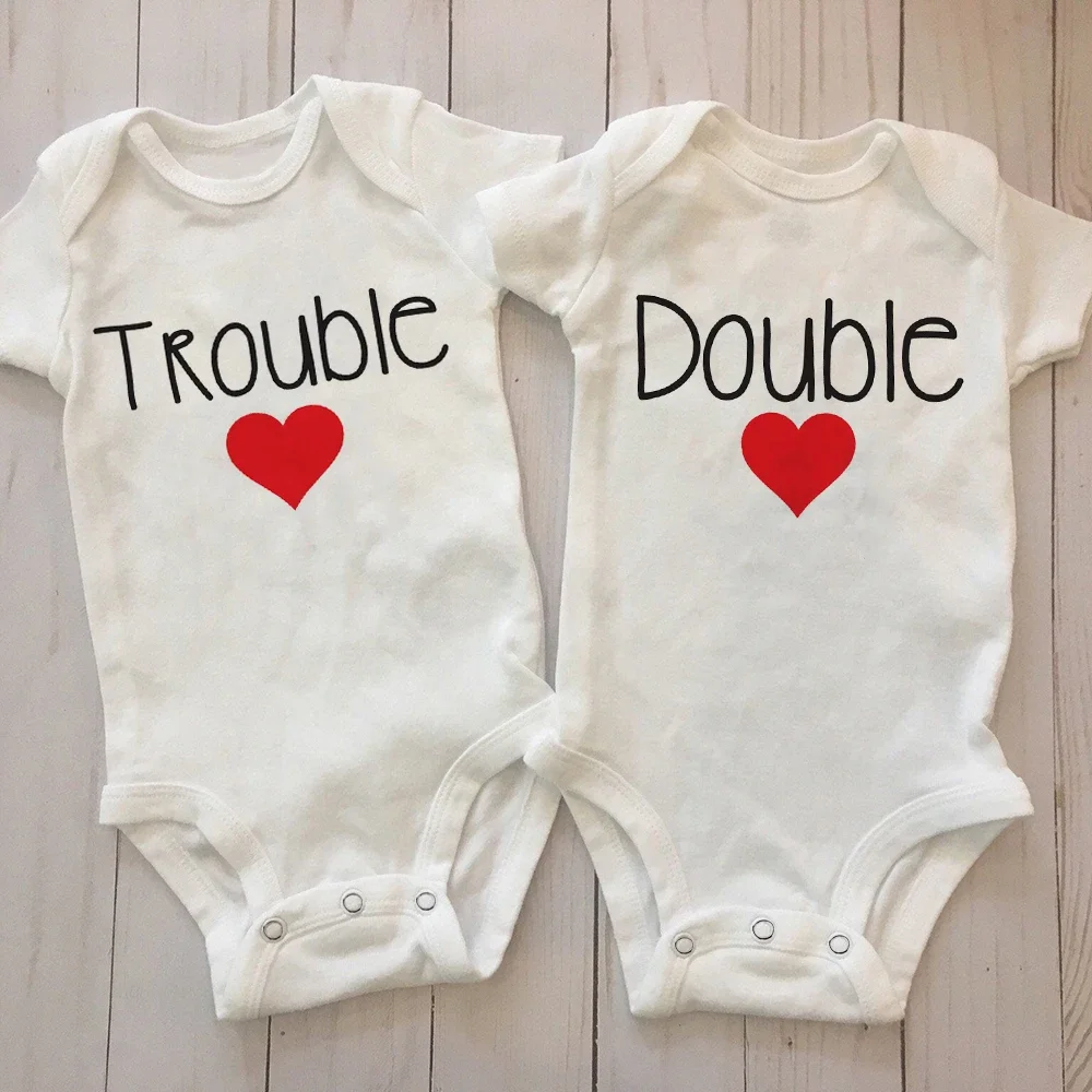 Twin Pregnancy Announcement Jumpsuit Gender Neutral Baby Bodysuit Twin Baby Shower Gift Twins Newborn Twin Gift