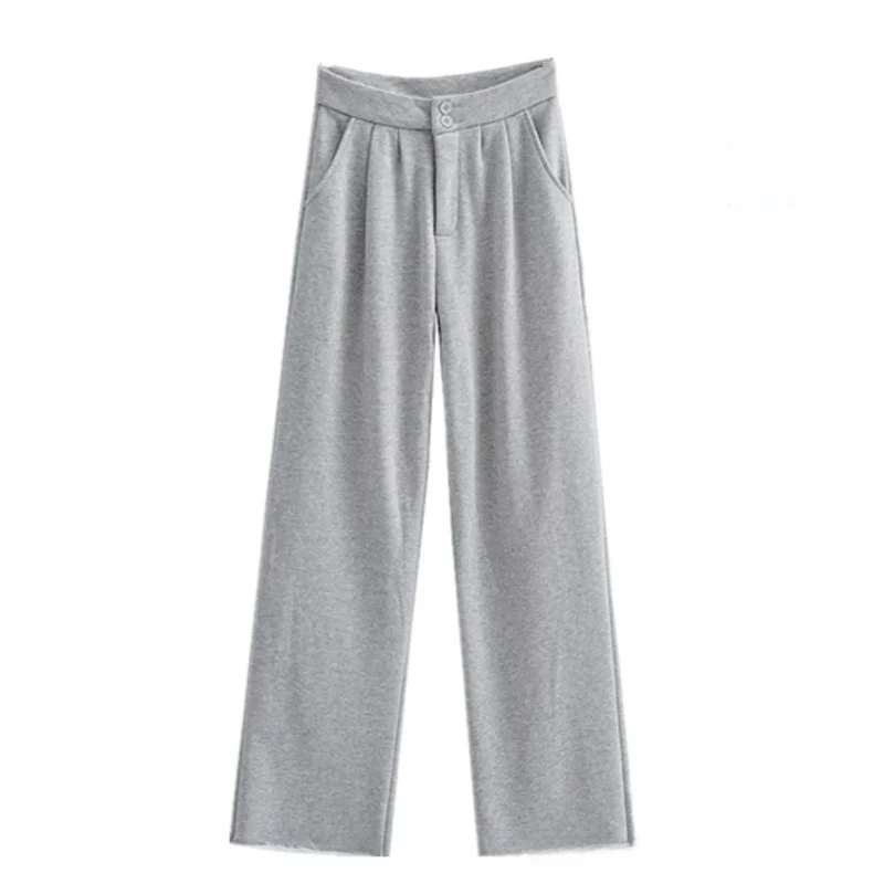 Luźne spodnie damskie z szerokimi nogawkami, spodnie z wysokim stanem, długie spodnie w stylu streetwear, wygodne, luźne spodnie sportowe.