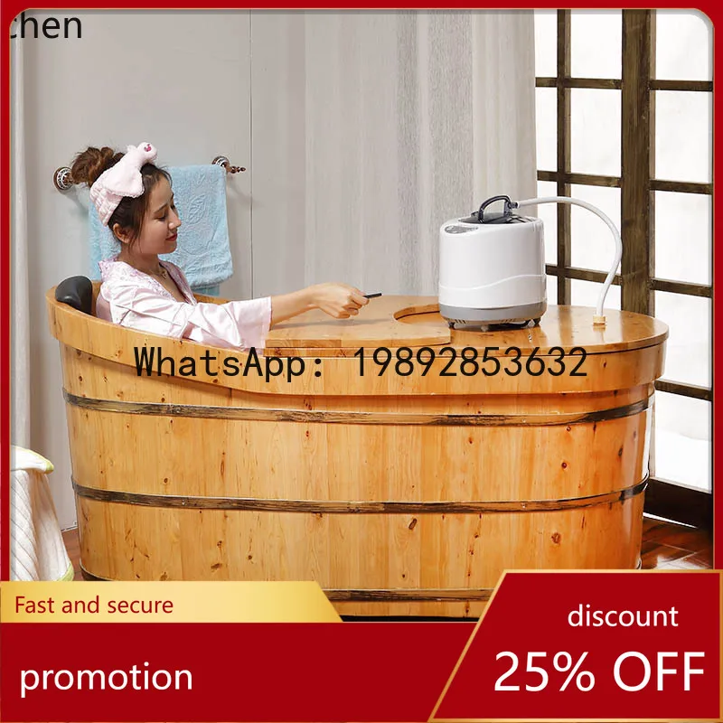 

YFY Bath Bucket Solid Wood Bathtub Adult Wooden Household Soaking Tub