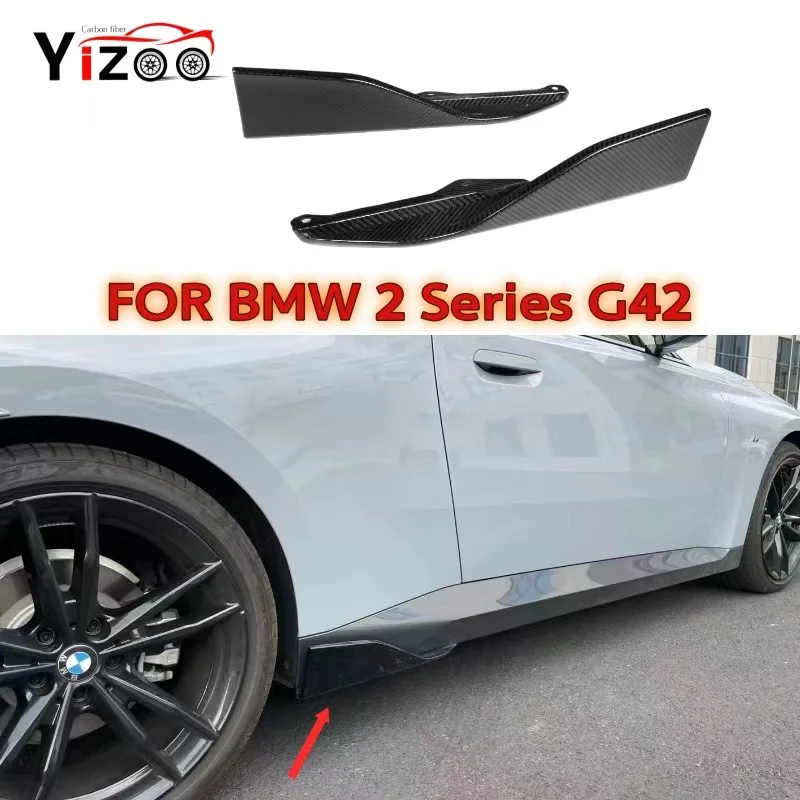 

For BMW 2 Series G42 225i M240i M Sports 2021+ Car Side Skirts Splitters Flaps Apron Parts Dry Carbon Fiber Upgrade Body kit