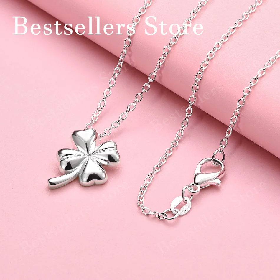 925 sterling silver 16-30 inch exquisite clover pendant necklace for women's fashion wedding accessories jewelry