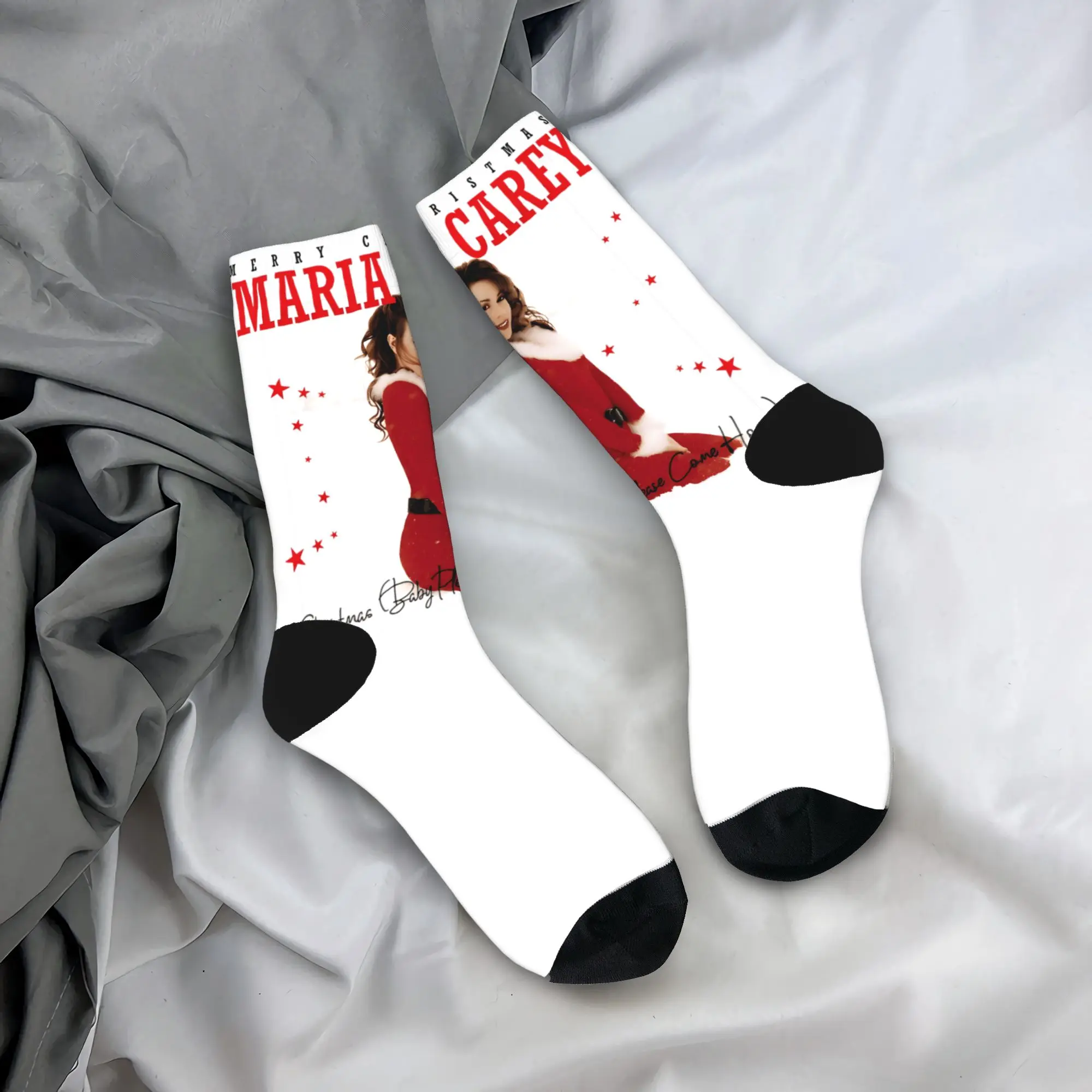 

Носки Mariahs Careys Merry Chrismas, противоскользящие чулки, мужские средние мягкие носки для скалолазания, осенние носки современного дизайна