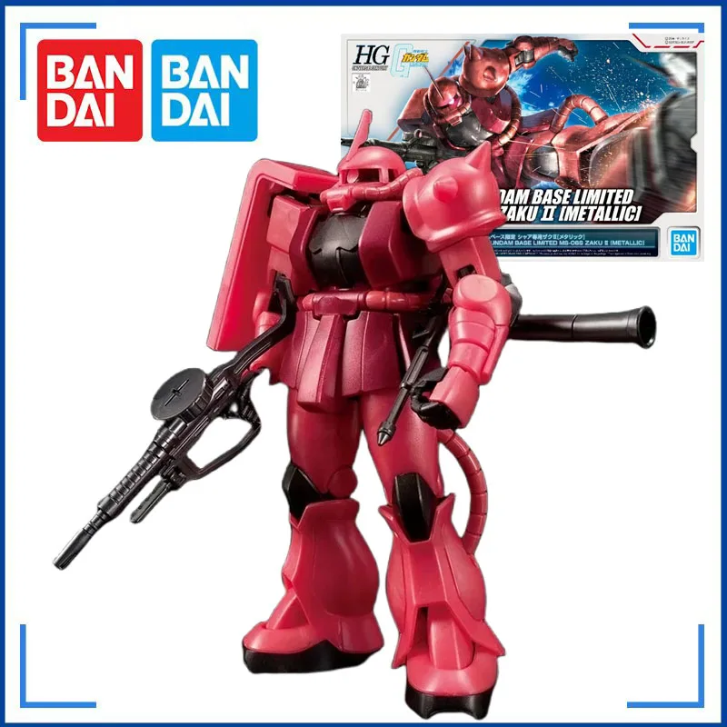 Bandai Gundam Model Kit Anime Figure Base Limited HG MS-06S Zaku 2 Metallic Genuine Gunpla Action Toy Figure Toys for Children