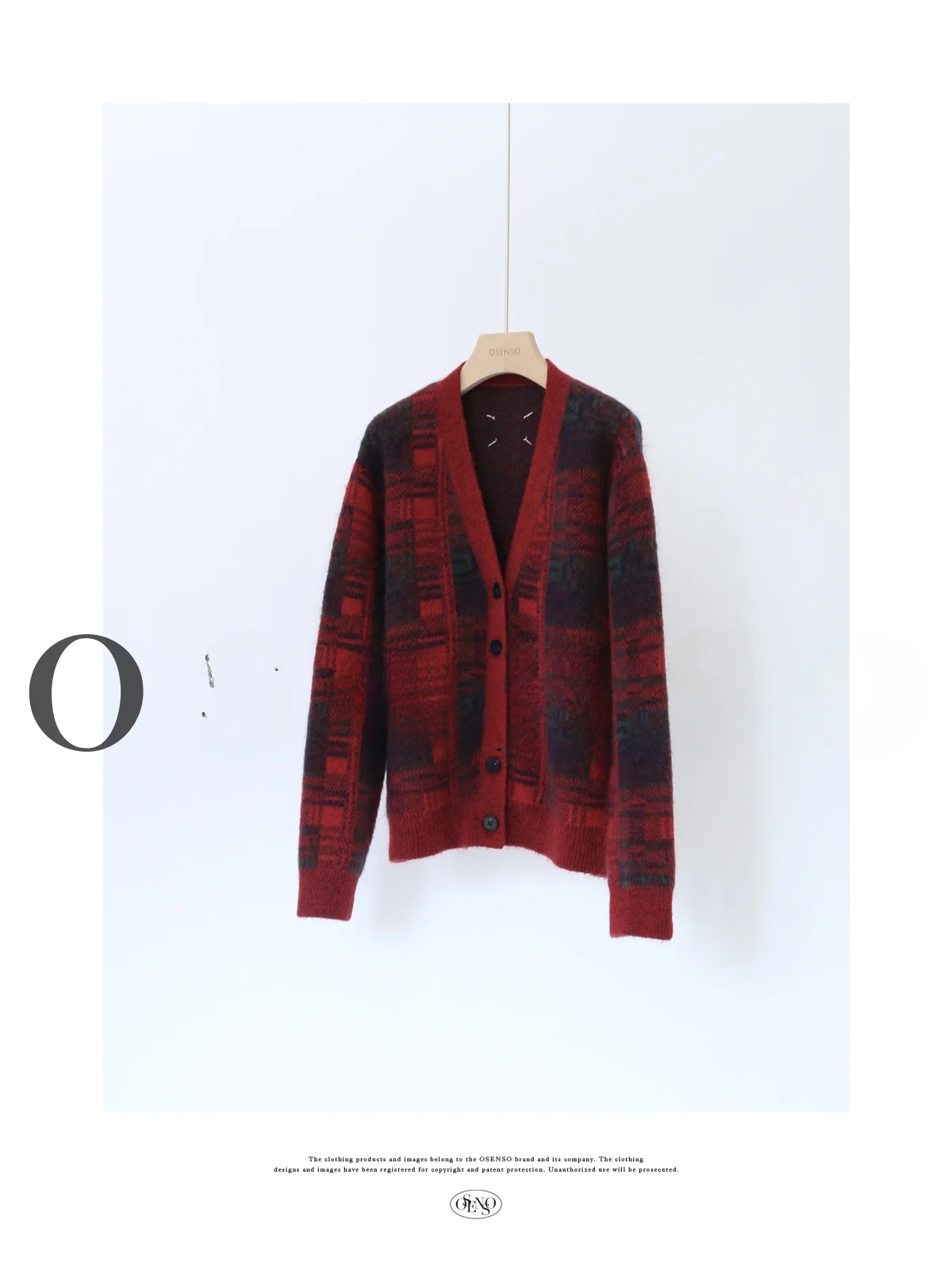 

OSENSO Модное красное вязаное пальто в клетку, новинка осенне-зимней коллекции, верхняя одежда, женское, из смесовой ткани с эластаном